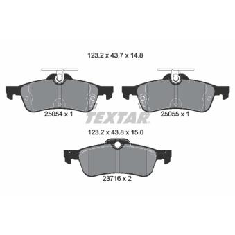 Jeu de 4 plaquettes de frein arrière TEXTAR OEM 43022TV0E00