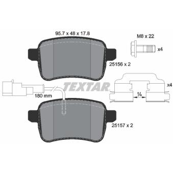 Jeu de 4 plaquettes de frein arrière TEXTAR OEM 71770092