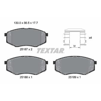 Jeu de 4 plaquettes de frein avant TEXTAR OEM 58101B2A10