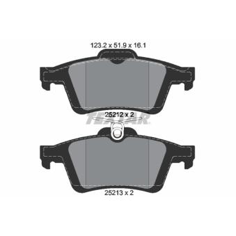 Jeu de 4 plaquettes de frein arrière TEXTAR OEM MEAV6J2M008CA