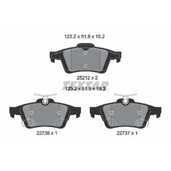 Jeu de 4 plaquettes de frein arrière TEXTAR OEM G1FY2M008AB Jeu de 4 plaquettes de frein arrière TEXTAR OEM G1FY2M008AB