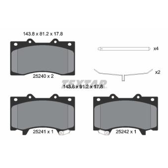 Jeu de 4 plaquettes de frein avant TEXTAR OEM D10601LB2A