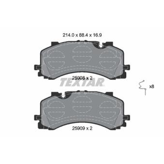 Jeu de 4 plaquettes de frein avant TEXTAR OEM 4M0698151AH