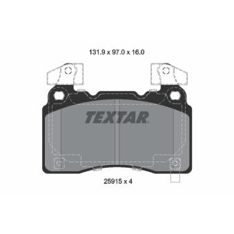 Jeu de 4 plaquettes de frein avant TEXTAR 2591503 pour TESLA MODEL S 85D AWD - 376cv
