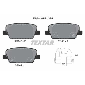 Jeu de 4 plaquettes de frein arrière TEXTAR OEM 58302S1A30 Jeu de 4 plaquettes de frein arrière TEXTAR OEM 58302S1A30