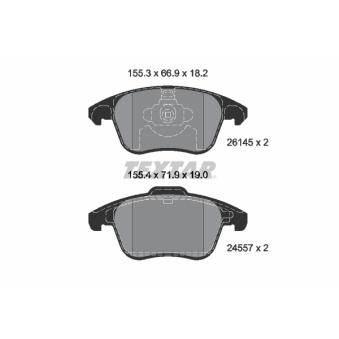 Jeu de 4 plaquettes de frein avant TEXTAR OEM 1636411180 Jeu de 4 plaquettes de frein avant TEXTAR OEM 1636411180