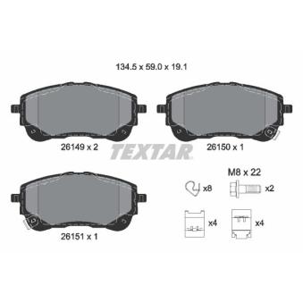 Jeu de 4 plaquettes de frein avant TEXTAR OEM 0446502520