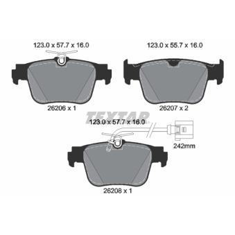 Jeu de 4 plaquettes de frein arrière TEXTAR OEM 8Y0698451B