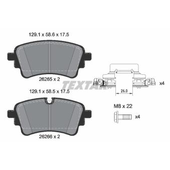 Jeu de 4 plaquettes de frein arrière TEXTAR OEM 8W0698451AF