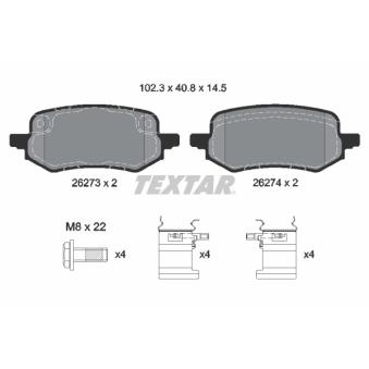 Jeu de 4 plaquettes de frein arrière TEXTAR OEM KTL1TC2M007AB