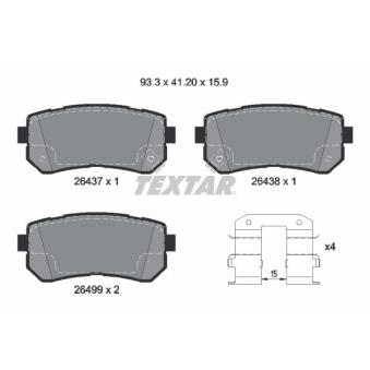 Jeu de 4 plaquettes de frein arrière TEXTAR OEM 58302C1A00