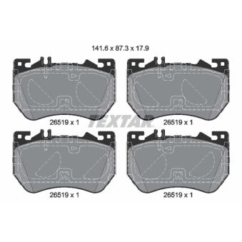 Jeu de 4 plaquettes de frein avant TEXTAR OEM A0004200404 Jeu de 4 plaquettes de frein avant TEXTAR OEM A0004200404
