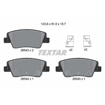 Jeu de 4 plaquettes de frein arrière TEXTAR 2654301 pour KIA EV6 77 - 228cv