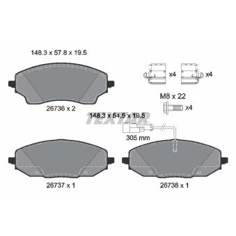 Jeu de 4 plaquettes de frein arrière TEXTAR OEM 77369187