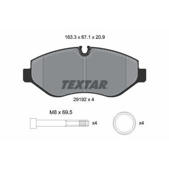 Jeu de 4 plaquettes de frein avant TEXTAR OEM 0054202120 Jeu de 4 plaquettes de frein avant TEXTAR OEM 0054202120