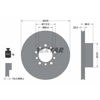 Jeu de 2 disques de frein avant TEXTAR OEM A1264200005