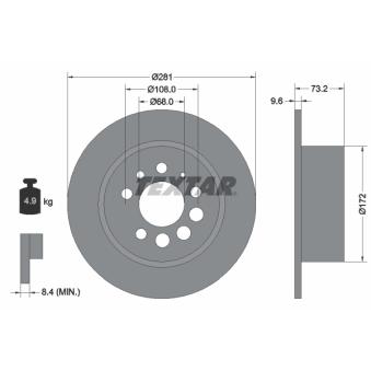 Jeu de 2 disques de frein arrière TEXTAR OEM 2707362