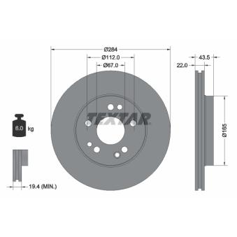 Jeu de 2 disques de frein avant TEXTAR OEM 1294210212