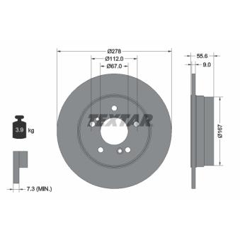 Jeu de 2 disques de frein arrière TEXTAR OEM A1244230412 Jeu de 2 disques de frein arrière TEXTAR OEM A1244230412