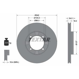 Jeu de 2 disques de frein avant TEXTAR OEM MB366434