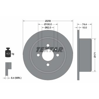 Jeu de 2 disques de frein arrière TEXTAR 92038400