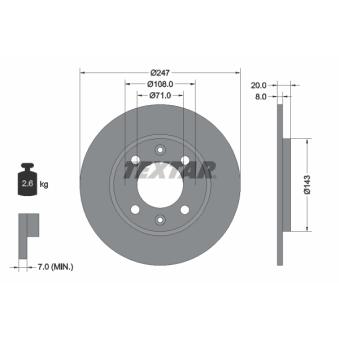 Jeu de 2 disques de frein arrière TEXTAR OEM 4246H0