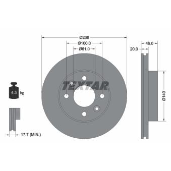 Jeu de 2 disques de frein avant TEXTAR OEM 7700754287 Jeu de 2 disques de frein avant TEXTAR OEM 7700754287
