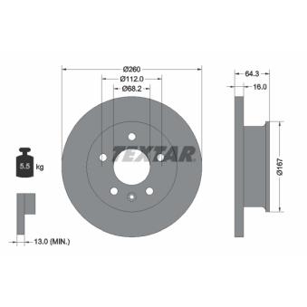 Jeu de 2 disques de frein avant TEXTAR OEM 701615301C