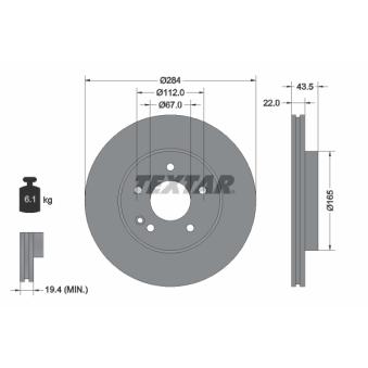 Jeu de 2 disques de frein avant TEXTAR OEM 2024210912