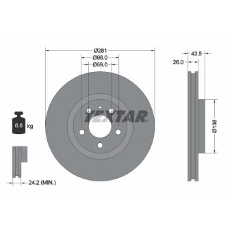 Jeu de 2 disques de frein avant TEXTAR OEM 60576811