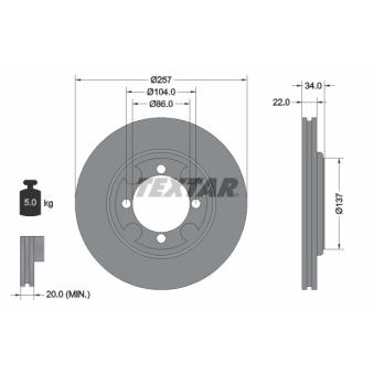 Jeu de 2 disques de frein avant TEXTAR OEM 5171228300