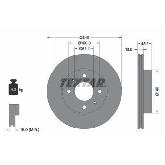 Jeu de 2 disques de frein avant TEXTAR OEM 4020658A00
