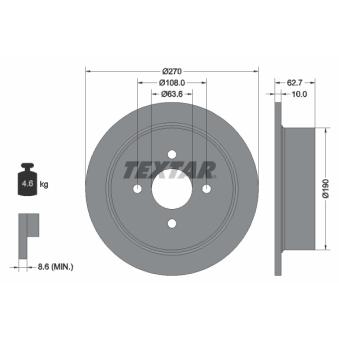 Jeu de 2 disques de frein arrière TEXTAR OEM 1102564