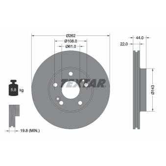 Jeu de 2 disques de frein avant TEXTAR OEM 7700802233
