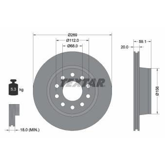 Jeu de 2 disques de frein arrière TEXTAR 92068400