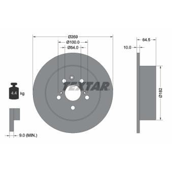 Jeu de 2 disques de frein arrière TEXTAR 92070800