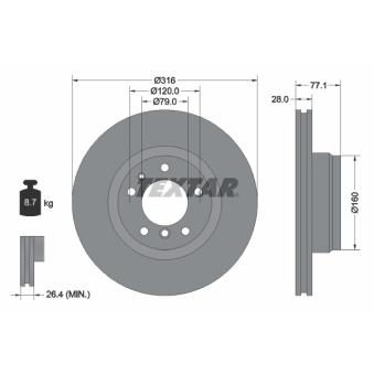 Jeu de 2 disques de frein avant TEXTAR OEM 34116757753