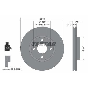 Jeu de 2 disques de frein avant TEXTAR OEM 4070864