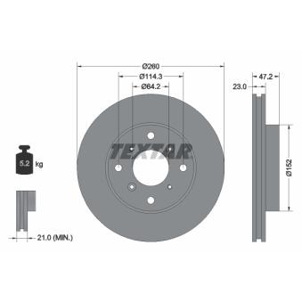 Jeu de 2 disques de frein avant TEXTAR OEM 45251S10000