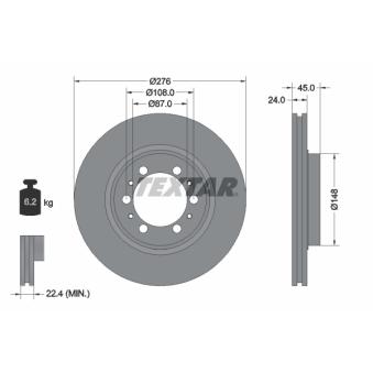 Jeu de 2 disques de frein avant TEXTAR OEM MN102186