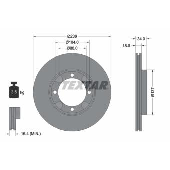 Jeu de 2 disques de frein avant TEXTAR OEM MB618735