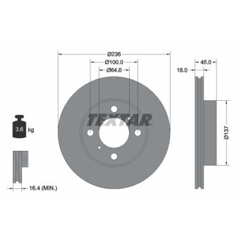 Jeu de 2 disques de frein avant TEXTAR OEM MB699282