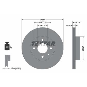 Jeu de 2 disques de frein avant TEXTAR OEM 402060M801