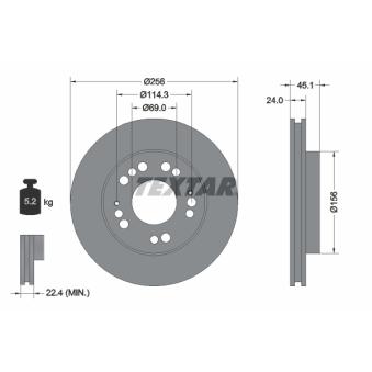 Jeu de 2 disques de frein avant TEXTAR OEM MB950849