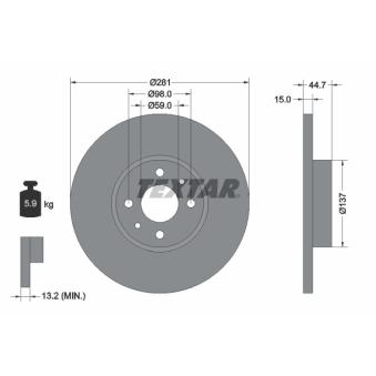 Jeu de 2 disques de frein avant TEXTAR OEM 46763837 Jeu de 2 disques de frein avant TEXTAR OEM 46763837