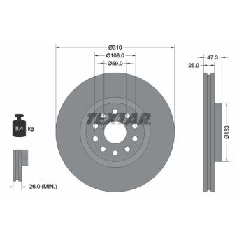 Jeu de 2 disques de frein avant TEXTAR OEM 60629865 Jeu de 2 disques de frein avant TEXTAR OEM 60629865