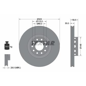 Jeu de 2 disques de frein avant TEXTAR OEM 4D0615301J