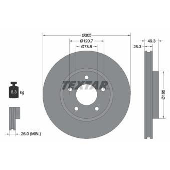Jeu de 2 disques de frein avant TEXTAR OEM JLM20653