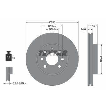 Jeu de 2 disques de frein avant TEXTAR OEM 96300035