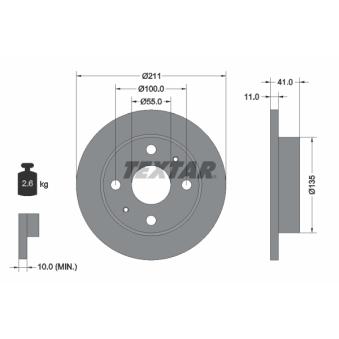 Jeu de 2 disques de frein avant TEXTAR OEM 4351297207 Jeu de 2 disques de frein avant TEXTAR OEM 4351297207